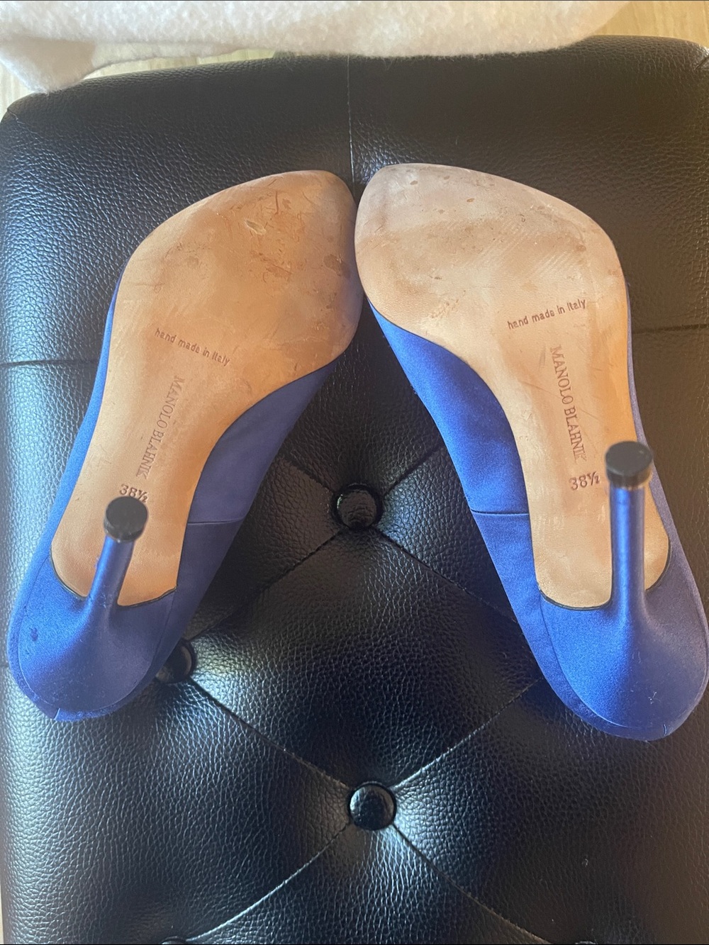 Manolo Blahnik Royal Blue Satin Pointed Toe Pumps with Crystal Buckle - Picture 3 of 11